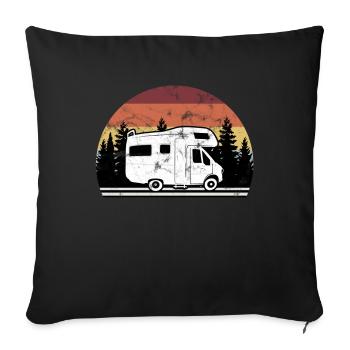 Camper Camper Vintage Camping - Housse de coussin décorative 45 x 45 cm - noir - Devant