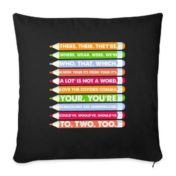 Spelling Grammar There Their Were We're - Sofa pillowcase 17,3'' x 17,3'' (45 x 45 cm) - black - Front