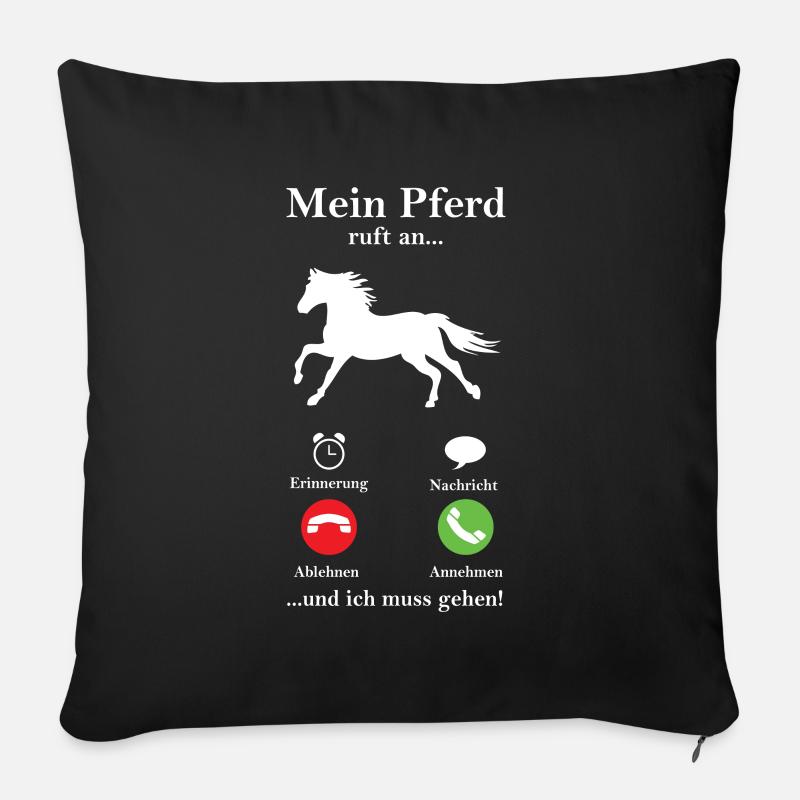 Mon cheval appelle - Drôle de sort pour les cavaliers - Housse de coussin décorative 45 x 45 cm - noir