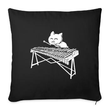 Cute cat plays percussion music xylophone - Sofa pillowcase 17,3'' x 17,3'' (45 x 45 cm) - black - Front