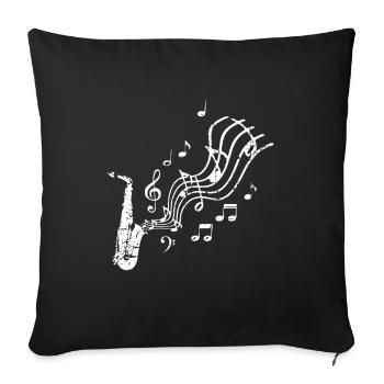 Vintage Retro Saxophone Saxophone Music Musicians - Sofa pillowcase 17,3'' x 17,3'' (45 x 45 cm) - black - Front