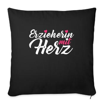 Educator with heart Educator Kita Childminder - Sofa pillowcase 17,3'' x 17,3'' (45 x 45 cm) - black - Front
