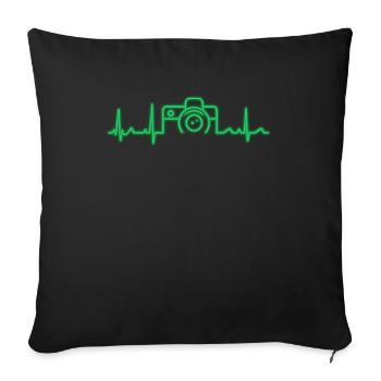Photography heartbeat photographer hearbeat gift - Sofa pillowcase 17,3'' x 17,3'' (45 x 45 cm) - black - Front
