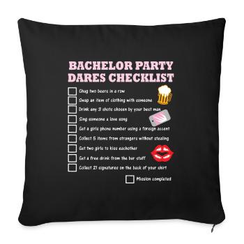 Enterrement de vie de garçon Liste de contrôle avec des épreuves de courage - Housse de coussin décorative 45 x 45 cm - noir - Devant