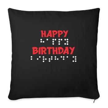 Blindenschrift Punkte - Glückwunsch zum Geburtstag - Sofakissenbezug 45 x 45 cm - Schwarz - Vorne
