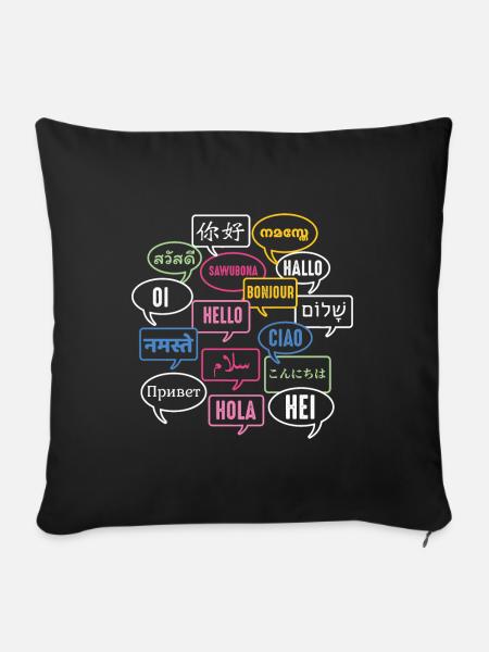 Multilingual Polyglot Globetrotter Language - Sofakissenbezug 45 x 45 cm - Schwarz