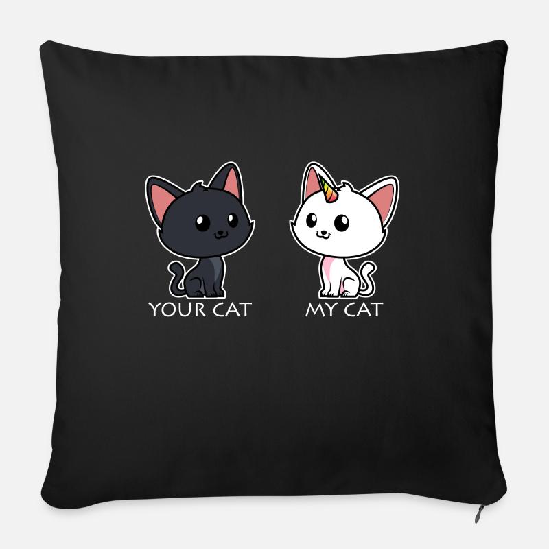 Ton chat Mon chat - Housse de coussin décorative 45 x 45 cm - noir