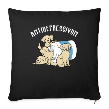 Dogs Funny Dog Antidepressant Gift - Sofa pillowcase 17,3'' x 17,3'' (45 x 45 cm) - black - Front