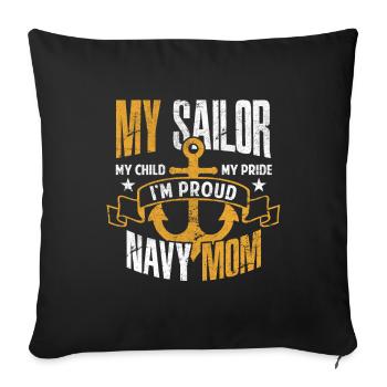 Marine maillot ma marine ma fierté d'enfant de marin - Housse de coussin décorative 45 x 45 cm - noir - Devant