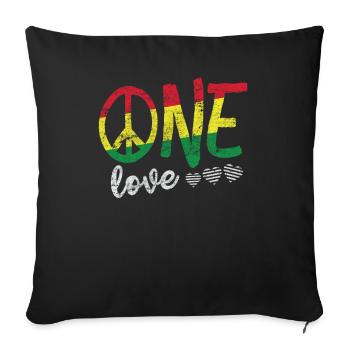 One Love T Shirt Rasta Reggae Men Women Kids Gift - Sofa pillowcase 17,3'' x 17,3'' (45 x 45 cm) - black - Front