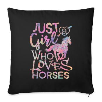 Juste une fille qui aime les chevaux Tee shirt Fille - Housse de coussin décorative 45 x 45 cm - noir - Devant