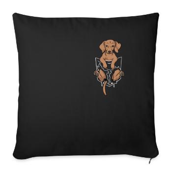 Dackel Lustiges Dackel in Brusttasche Geschenk - Sofakissenbezug 45 x 45 cm - Schwarz - Vorne