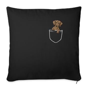 Dackel Lustiges Dackel in Brusttasche Geschenk - Sofakissenbezug 45 x 45 cm - Schwarz - Vorne