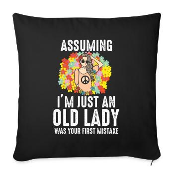 Let's say I'm just an old lady hippie. - Sofa pillowcase 17,3'' x 17,3'' (45 x 45 cm) - black - Front