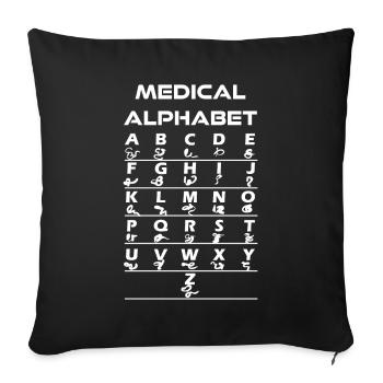 Alphabet médical - Housse de coussin décorative 45 x 45 cm - noir - Devant
