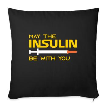 Diabetes möge das Insulin mit Ihnen sein - Sofakissenbezug 45 x 45 cm - Schwarz - Vorne