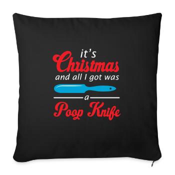 Caca Cadeau de Noël - Housse de coussin décorative 45 x 45 cm - noir - Devant
