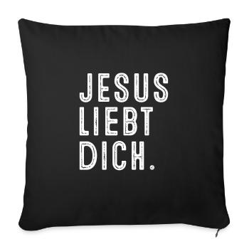 Jesus Liebt dich! - Sofakissenbezug 45 x 45 cm - Schwarz - Vorne