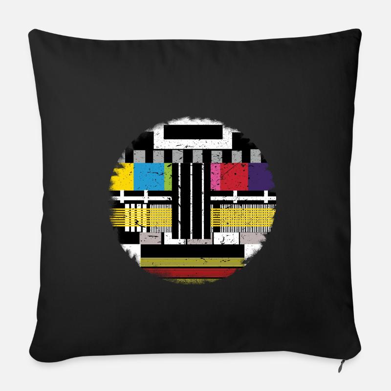 Image de test de télévision rétro - Housse de coussin décorative 45 x 45 cm - noir