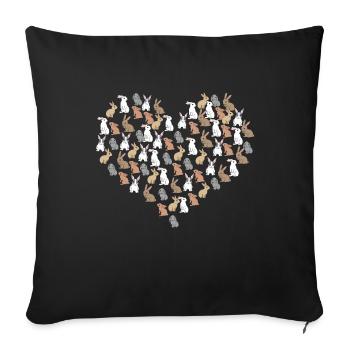 Coeur de lapin Cadeau drôle de lapin - Housse de coussin décorative 45 x 45 cm - noir - Devant