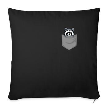 Raccoon in chest pocket Bear in pocket Gift - Sofa pillowcase 17,3'' x 17,3'' (45 x 45 cm) - black - Front