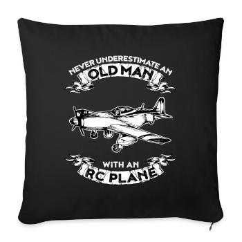 Ne sous-estimez jamais un vieil homme avec un avion RC - Housse de coussin décorative 45 x 45 cm - noir - Devant