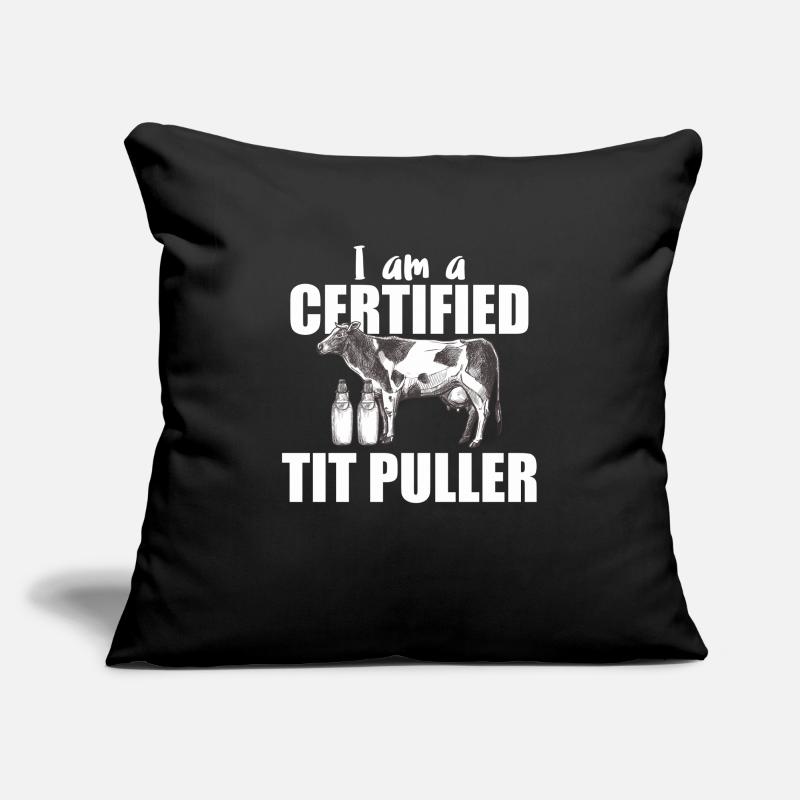Certified Tit Puller - lait de vache Housse de coussin décorative 45 x 45 cm