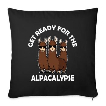 Préparez-vous pour l'Alpacalypse - Housse de coussin décorative 45 x 45 cm - noir - Devant