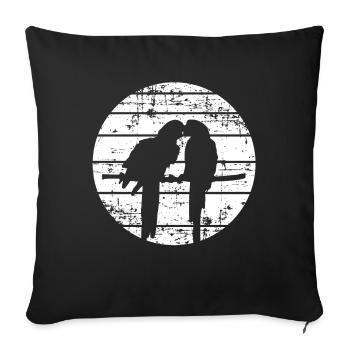 perroquets - Housse de coussin décorative 45 x 45 cm - noir - Devant