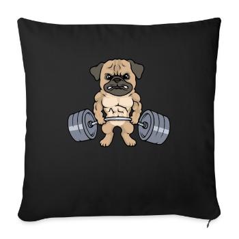 Pug Workout Fitness Gym Funny Pug Gift - Sofa pillowcase 17,3'' x 17,3'' (45 x 45 cm) - black - Front