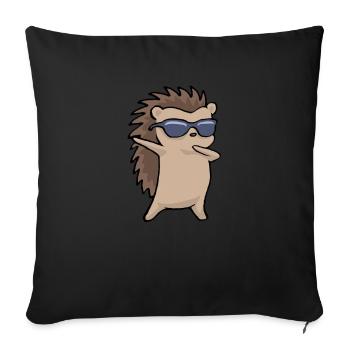 Hérisson tamponnant Cadeau drôle de hérisson - Housse de coussin décorative 45 x 45 cm - noir - Devant