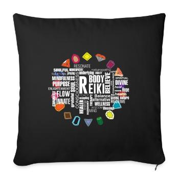 Reiki terms crystal energy stones - Sofa pillowcase 17,3'' x 17,3'' (45 x 45 cm) - black - Front