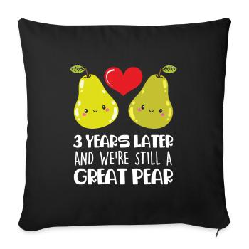 3ème cadeau d'anniversaire de mariage Couple marié poire - Housse de coussin décorative 45 x 45 cm - noir - Devant