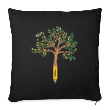 Crayon d'education nature environnement ecole prof - Housse de coussin décorative 45 x 45 cm - noir - Devant