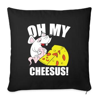 Käseliebhaber Maus Jesus Cheddar Mozzarella - Sofakissenbezug 45 x 45 cm - Schwarz - Vorne