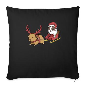Guinea Pig Christmas Funny Guinea Pig - Sofa pillowcase 17,3'' x 17,3'' (45 x 45 cm) - black - Front