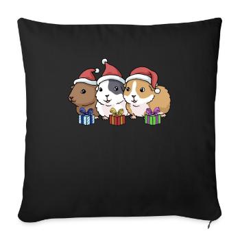 Guinea Pig Christmas Funny Guinea Pig - Sofa pillowcase 17,3'' x 17,3'' (45 x 45 cm) - black - Front