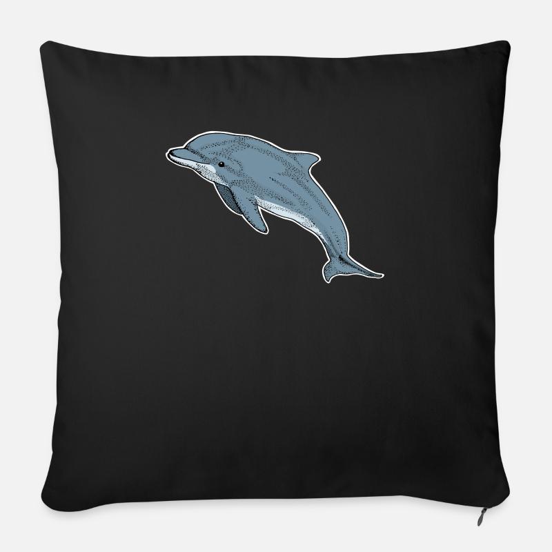 Delfin - Sofakissenbezug 45 x 45 cm - Schwarz