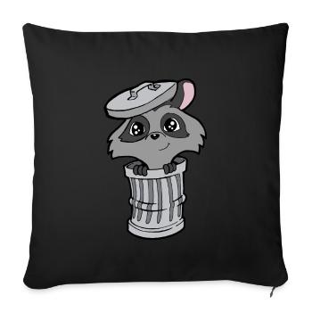 racoon - Sofa pillowcase 17,3'' x 17,3'' (45 x 45 cm) - black - Front