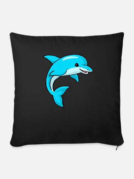 Delfin - Sofakissenbezug 45 x 45 cm - Schwarz