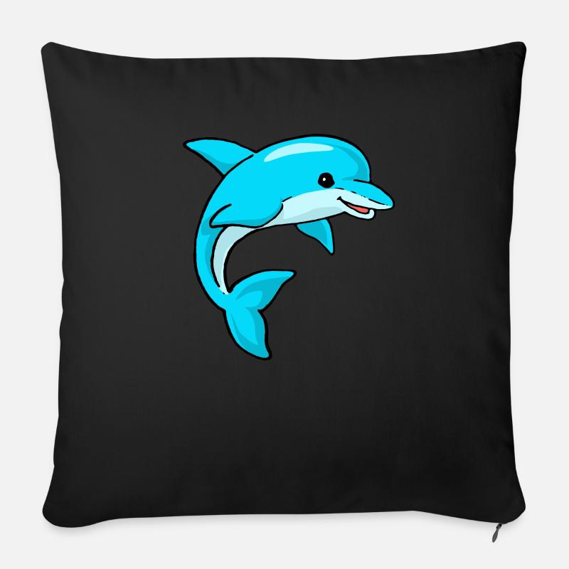 dauphin - Housse de coussin décorative 45 x 45 cm - noir