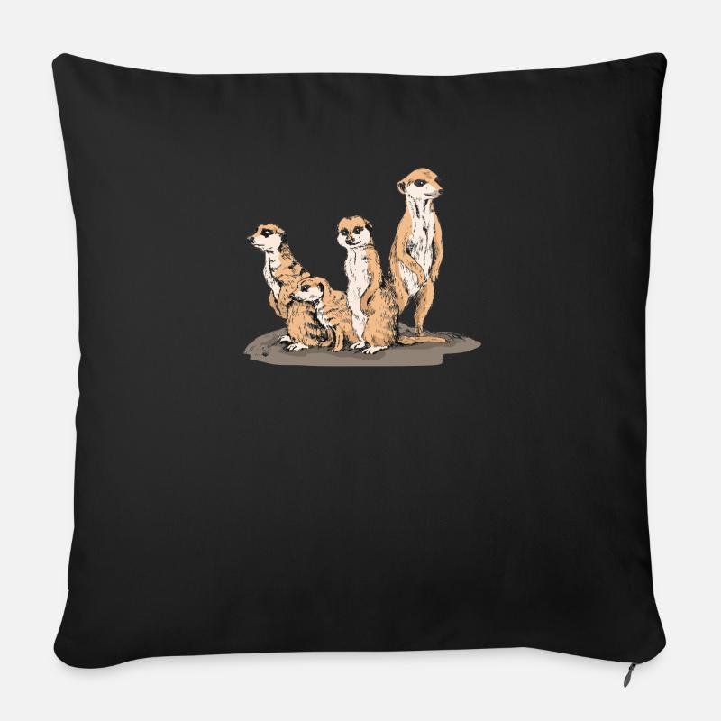 suricates - Housse de coussin décorative 45 x 45 cm - noir