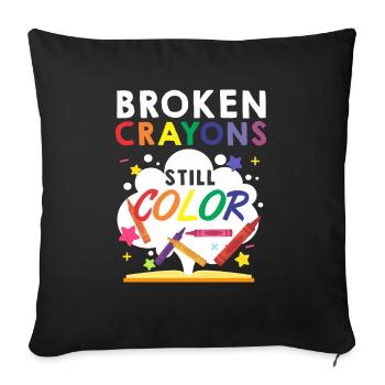 Colored pencil colors mental health - Sofa pillowcase 17,3'' x 17,3'' (45 x 45 cm) - black - Front