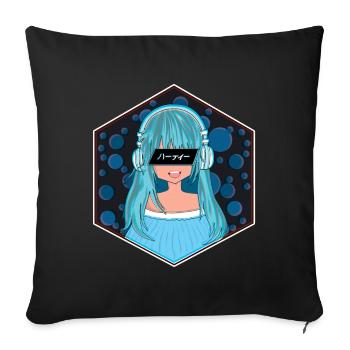 Anime Girls - Sofa pillowcase 17,3'' x 17,3'' (45 x 45 cm) - black - Front