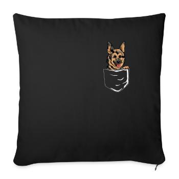 Chien de berger allemand dans la poche de poitrine - Housse de coussin décorative 45 x 45 cm - noir - Devant