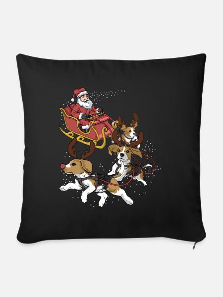 Beagle Weihnachten - Sofakissenbezug 45 x 45 cm - Schwarz