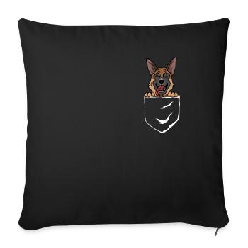 Chien de berger allemand dans la poche de poitrine - Housse de coussin décorative 45 x 45 cm - noir - Devant
