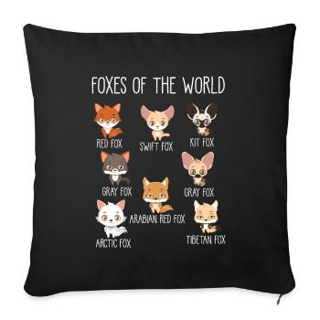 Renards du monde cadeau pour les amateurs de renard - Housse de coussin décorative 45 x 45 cm - noir - Devant