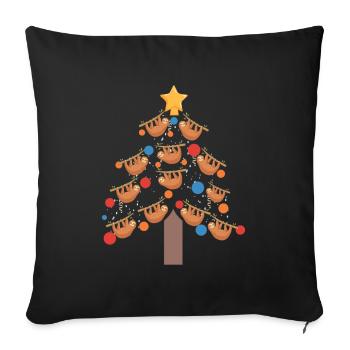 Christmas sloth tree winter Christmas zoo - Sofa pillowcase 17,3'' x 17,3'' (45 x 45 cm) - black - Front