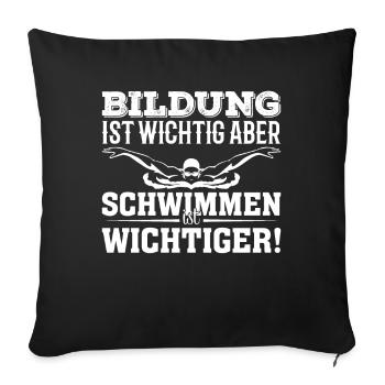 Schwimmen Schwimmer Spruch Geschenk Lustig Wasser - Sofakissenbezug 45 x 45 cm - Schwarz - Vorne